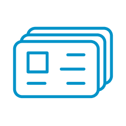 Icon representing cards showing contact details.