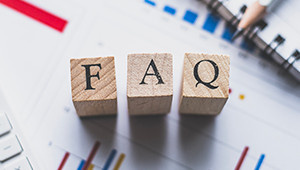 Blocks spelling out FAQ