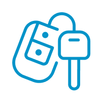 An icon of a key and a car key on a keyring.