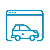 An icon of a car on a laptop screen.