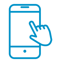 An icon of a mobile phone with a finger representing scrolling.