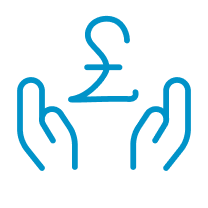 An icon of a pound sign floating above two hands.