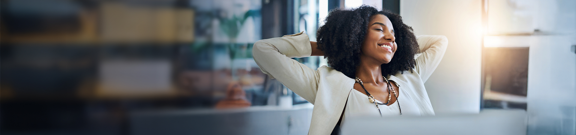A person leaning back relaxing as if she has completed her work.
