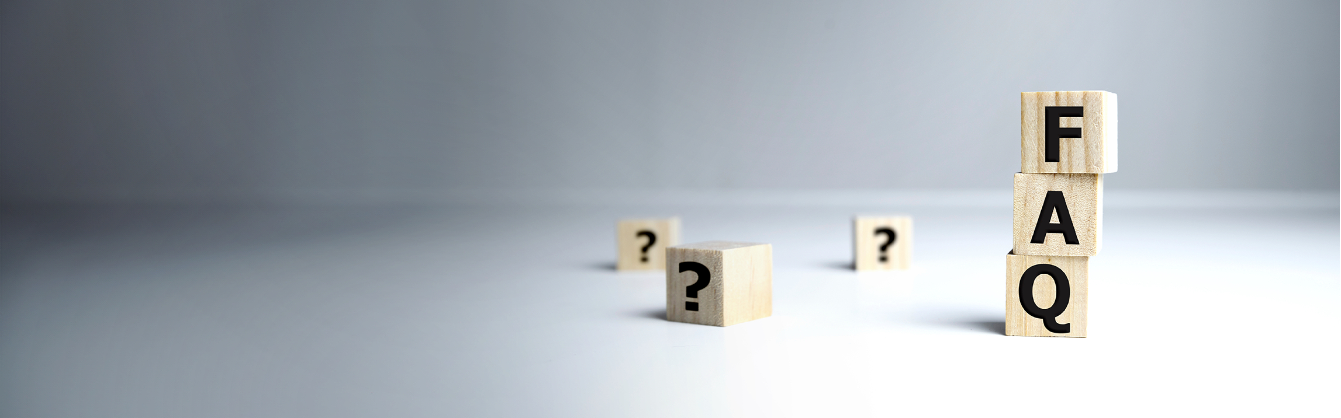 Blocks spelling out FAQ